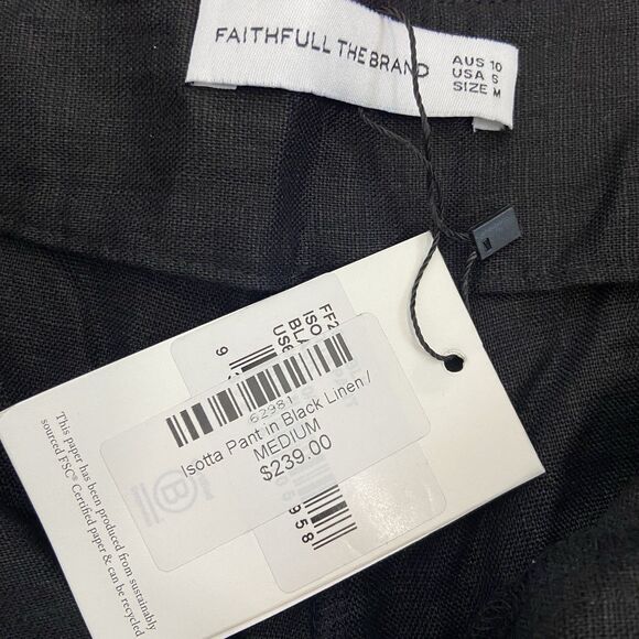 Faithfull The Brand Isotta Linen Pants Black Size Medium (6) - Picture 5 of 12